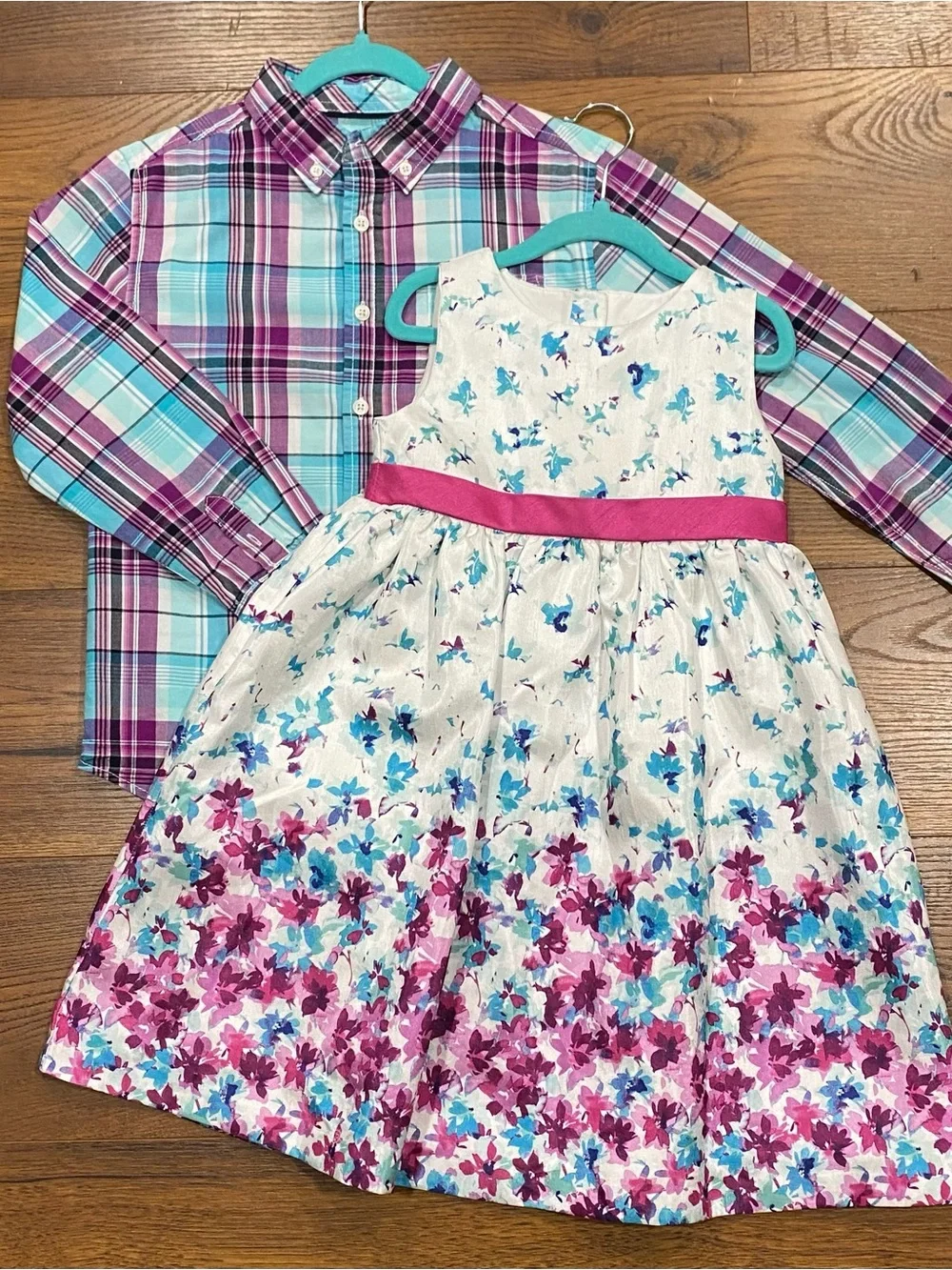 Gymboree Boys ‘Family Brunch’ Magenta and Turquoise Plaid Shirt Size M (7-8)